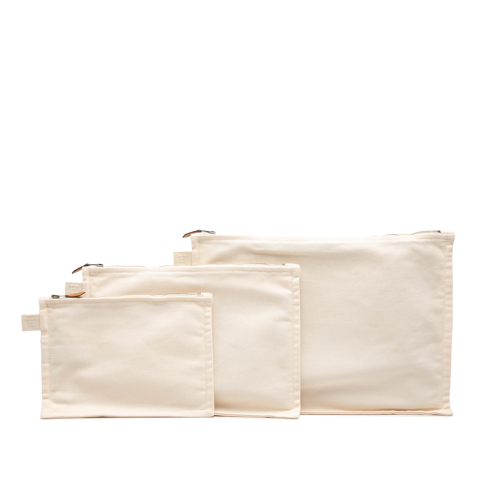 Pre-Loved Hermes Canvas Bora Bora Pouch 3 Piece Set
